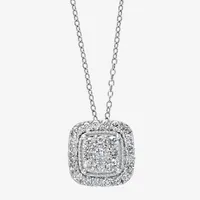 Effy  Womens 1/2 CT. T.W. Mined Diamond Sterling Silver Pendant Necklace