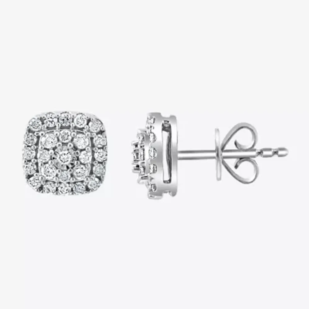 Effy 1/2 CT. T.W. Natural Diamond Sterling Silver 8.5mm Cushion Stud Earrings