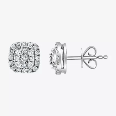 Effy  1/2 CT. T.W. Natural Diamond Sterling Silver 8.5mm Cushion Stud Earrings