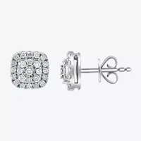 Effy  1/2 CT. T.W. Natural Diamond Sterling Silver 8.5mm Cushion Stud Earrings