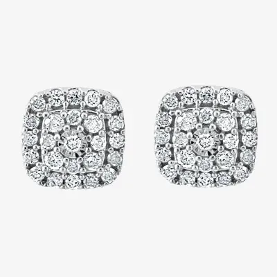 Effy  1/2 CT. T.W. Natural Diamond Sterling Silver 8.5mm Cushion Stud Earrings