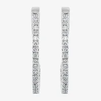 Effy  1 1/8 CT. T.W. Natural Diamond 14K White Gold 26.2mm Hoop Earrings