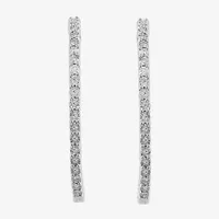 Effy  1/2 CT. T.W. Natural Diamond Sterling Silver 40.6mm Hoop Earrings