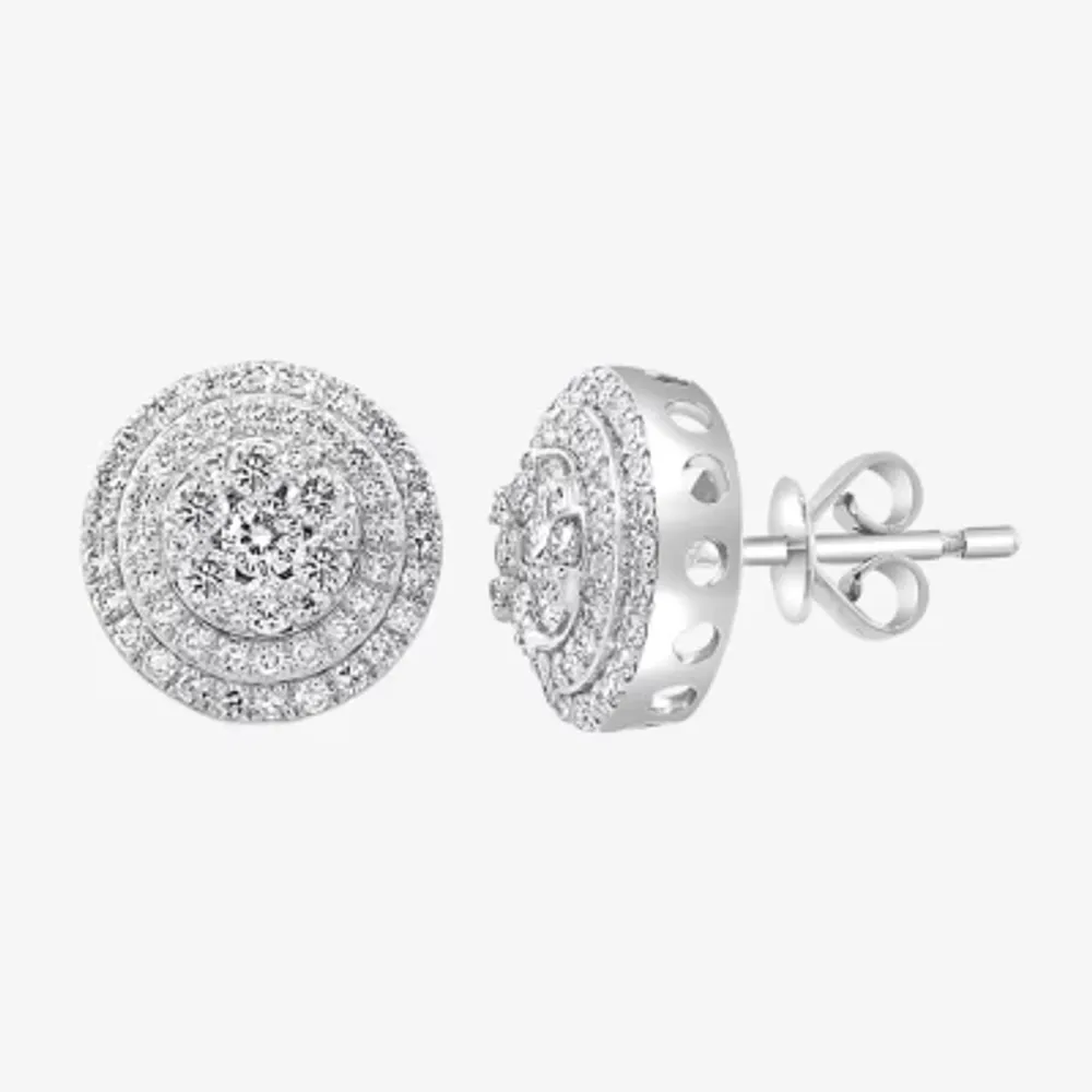 Effy 7/8 CT. T.W. Natural Diamond 14K White Gold 11.1mm Stud Earrings