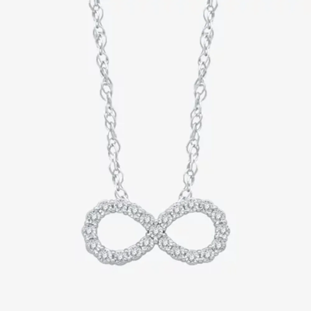 YES PLEASE! Womens 1/10 CT. T.W. Genuine Diamond Sterling Silver Infinity Pendant Necklace