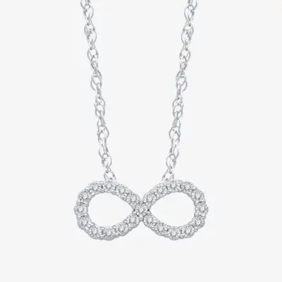 YES PLEASE! Womens 1/10 CT. T.W. Genuine Diamond Sterling Silver Infinity Pendant Necklace