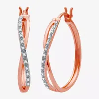 Yes, Please! 1/10 CT. T.W. Mined Diamond 14K Gold Over Silver 26.4mm Hoop Earrings