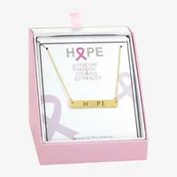 Sparkle Allure Breast Cancer Awareness 14K Gold Over Brass 16 Inch Link Rectangular Pendant Necklace