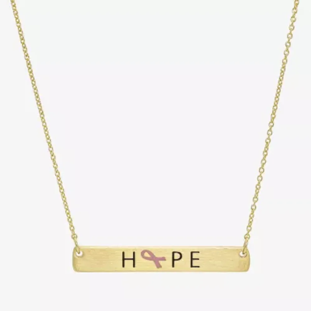 Sparkle Allure Breast Cancer Awareness 14K Gold Over Brass 16 Inch Link Rectangular Pendant Necklace