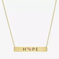 Sparkle Allure Breast Cancer Awareness 14K Gold Over Brass 16 Inch Link Rectangular Pendant Necklace