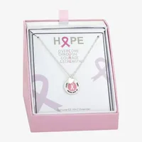 Sparkle Allure Breast Cancer Awareness Pure Silver Over Brass 16 Inch Link Round Pendant Necklace