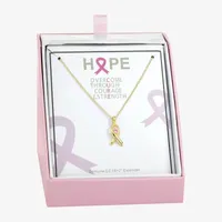 Sparkle Allure Breast Cancer Awareness Cubic Zirconia 14K Gold Over Brass 16 Inch Link Pendant Necklace