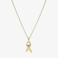 Sparkle Allure Breast Cancer Awareness Cubic Zirconia 14K Gold Over Brass 16 Inch Link Pendant Necklace