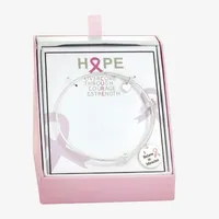 Sparkle Allure Breast Cancer Awareness Pure Silver Over Brass Semisolid Link Round Bangle Bracelet