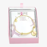 Sparkle Allure Breast Cancer Awareness 14K Gold Over Brass 7 Inch Semisolid Link Round Bangle Bracelet