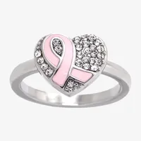 Sparkle Allure Breast Cancer Awareness Crystal Stainless Steel Cocktail Ring