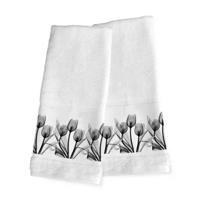 Laural Home Black & White Tulip 2-pc. Hand Towel