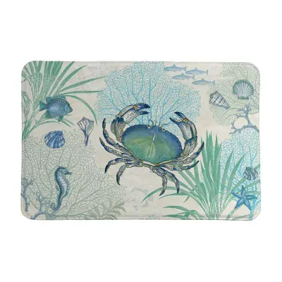 Laural Home Blue Crab Memory Foam Bath Rug
