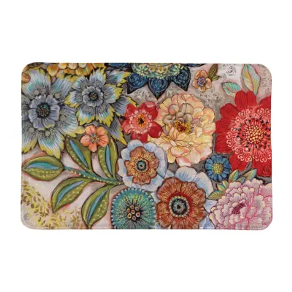 Laural Home Boho Bouquet Memory Foam Bath Rug