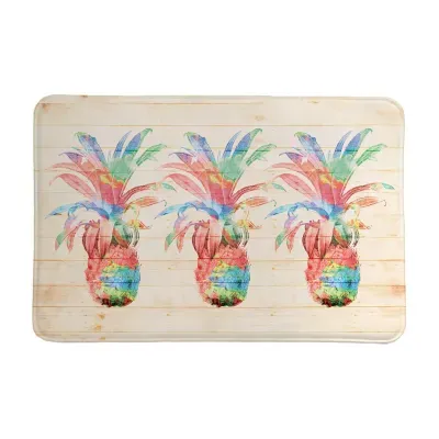 Laural Home Colorful Pineapple Memory Foam Bath Rug