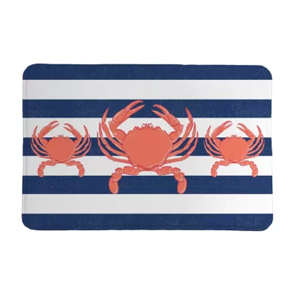 Laural Home Crab Stripe Memory Foam Bath Rug