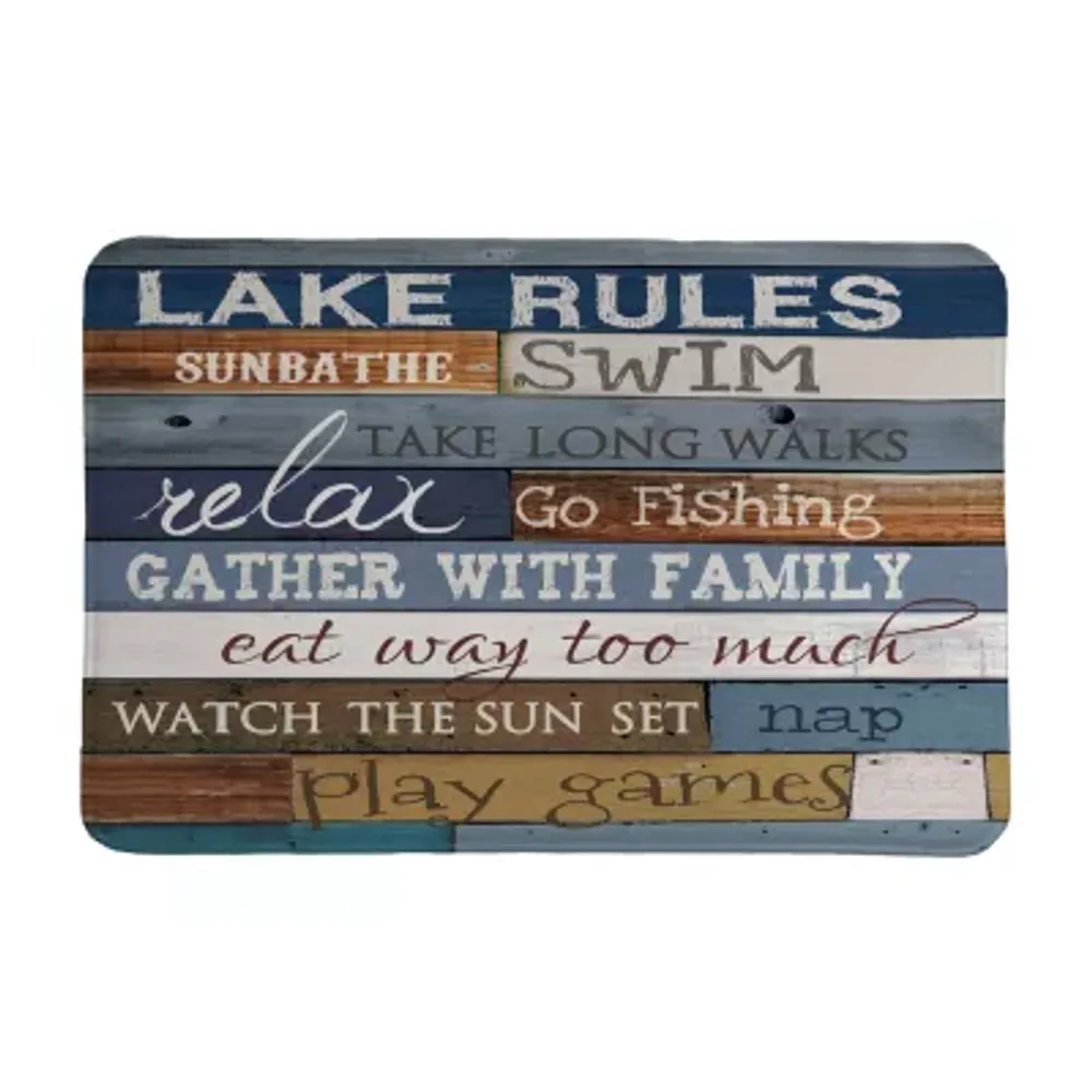 Laural Home Lake Rules Memory Foam Bath Rug