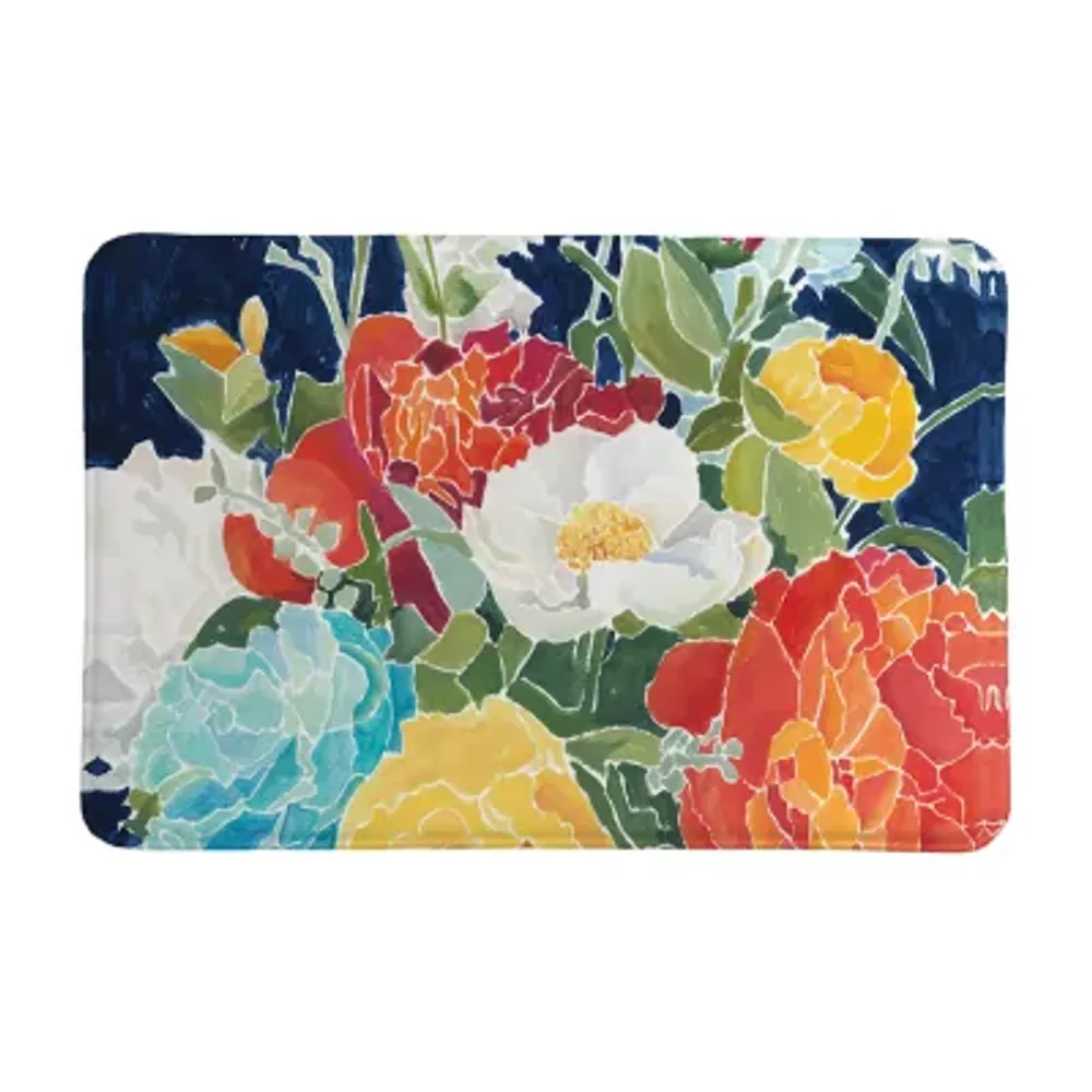 Laural Home Midnight Floral Memory Foam Bath Rug