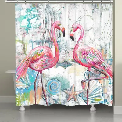 Laural Home Flamingos Of The Sea Shower Curtain