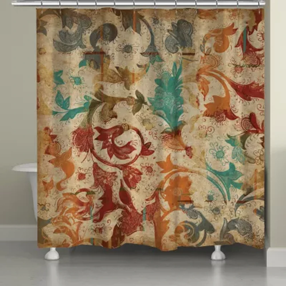 Laural Home Floral Scroll Shower Curtain