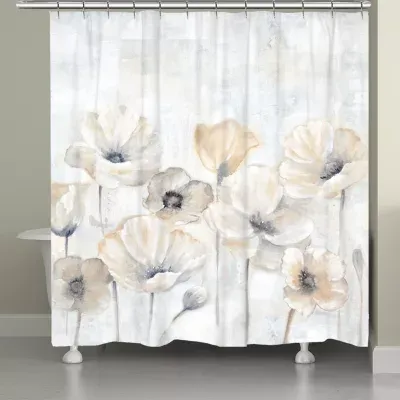Laural Home Gray Poppy Garden Shower Curtain