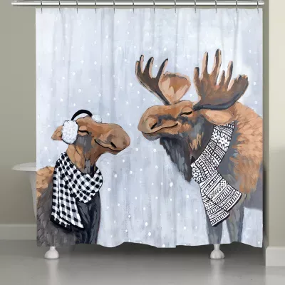 Laural Home Moose Snow Day Shower Curtain