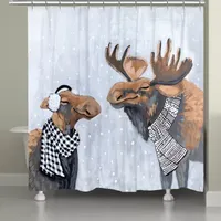 Laural Home Moose Snow Day Shower Curtain