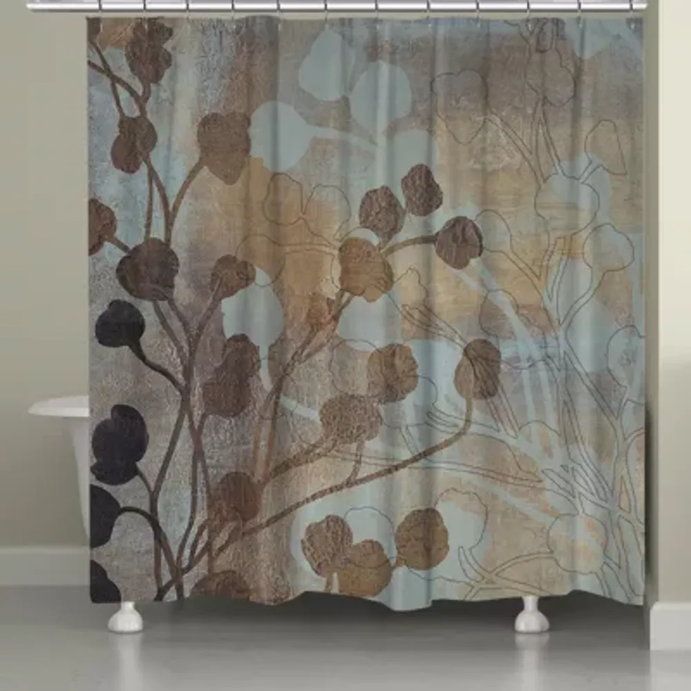 Laural Home Spa Blue And Gold Shower Curtain