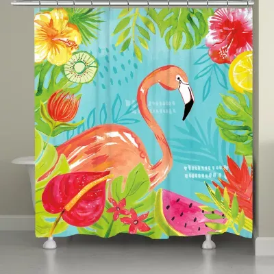 Laural Home Tutti Fruti Flamingo Shower Curtain