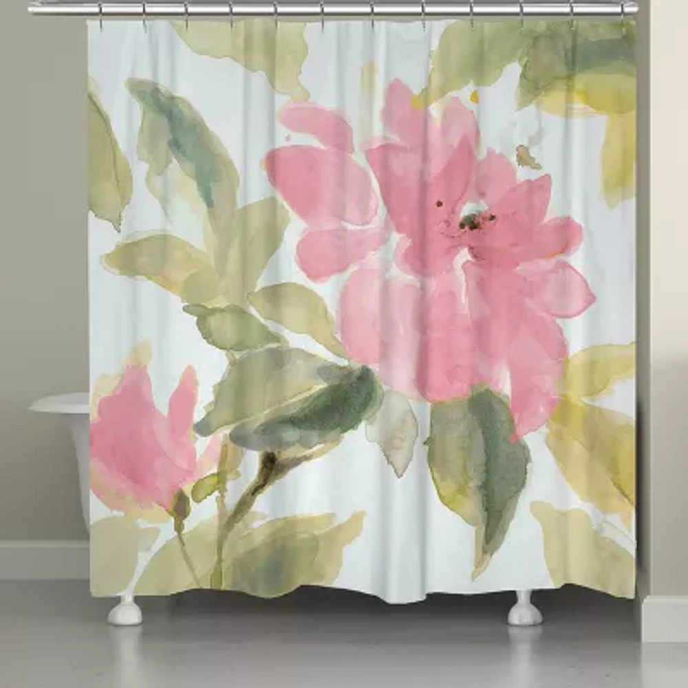 Laural Home Pink Blooms Shower Curtain