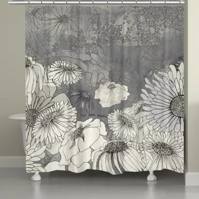 Laural Home Flowers On Grey Shower Curtain