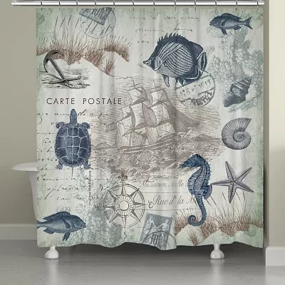 Laural Home Seaside Postcard Shower Curtains