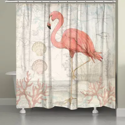 Laural Home Coastal Flamingo Shower Curtain