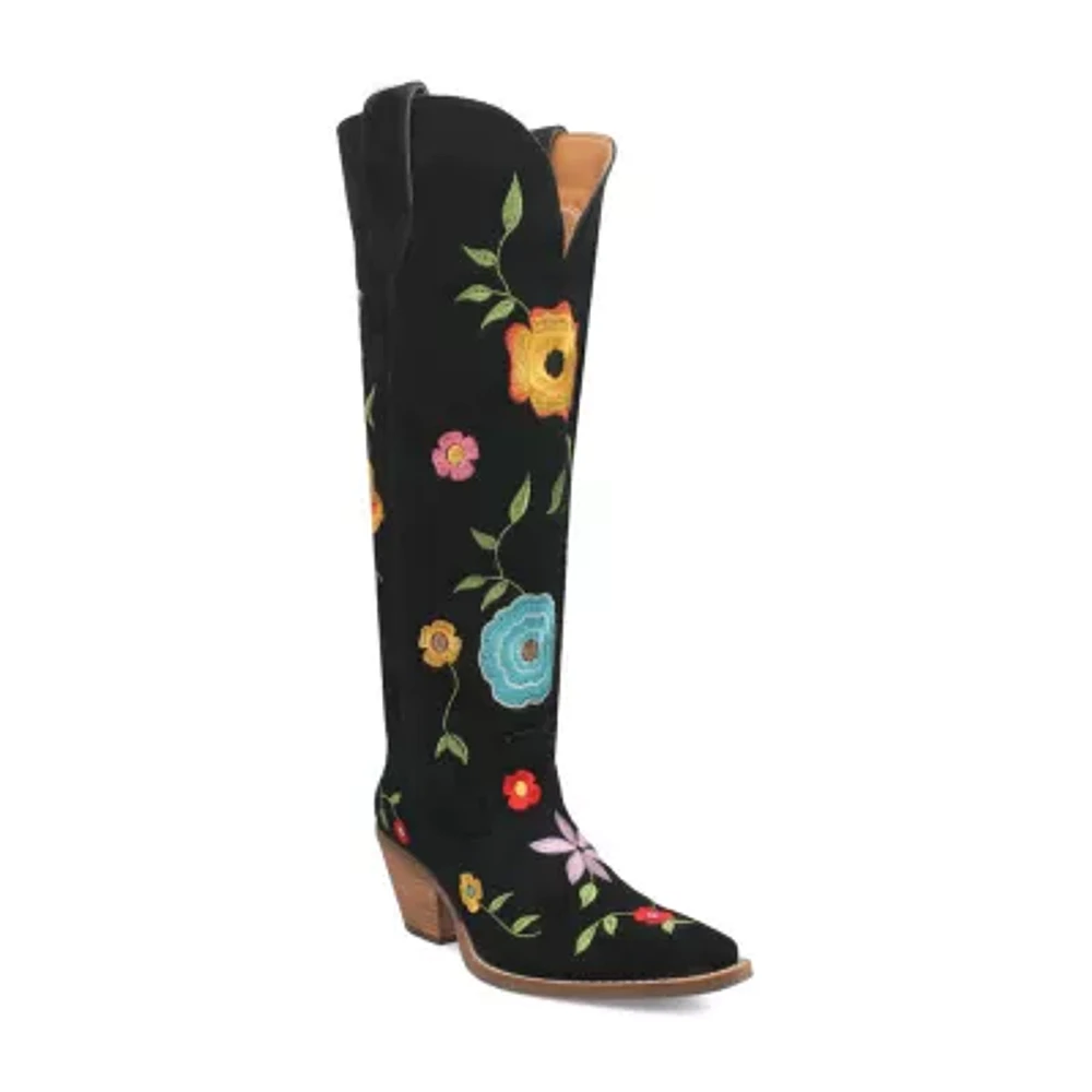 Dingo Womens Flower Power Stacked Heel Cowboy Boots