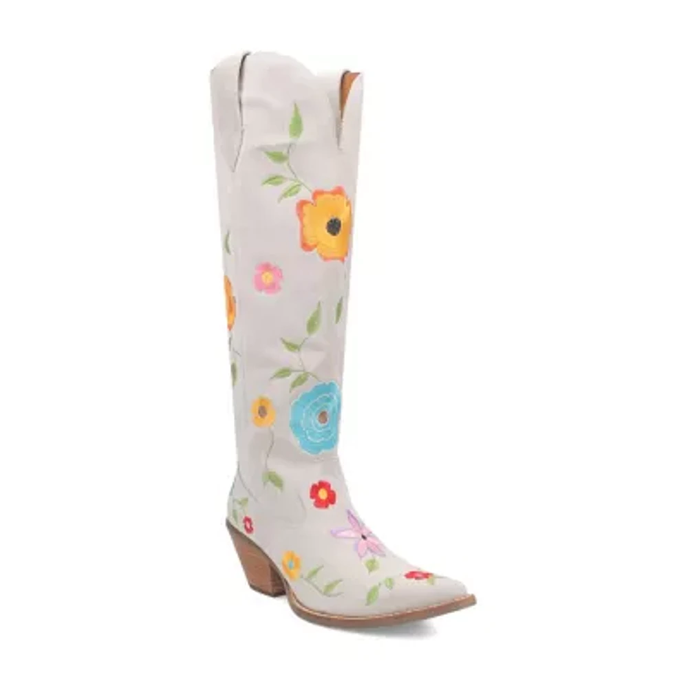 Dingo Womens Flower Power Stacked Heel Cowboy Boots