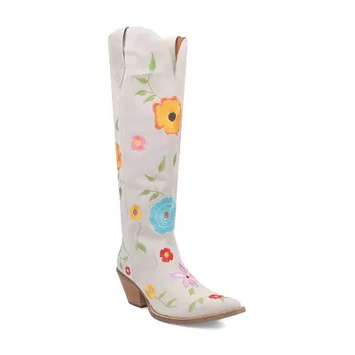 Dingo Womens Flower Power Stacked Heel Cowboy Boots