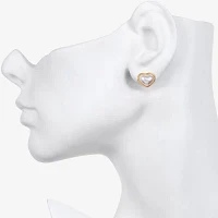 Bijoux Bar Delicates Gold Tone Simulated Pearl 10.1mm Heart Stud Earrings