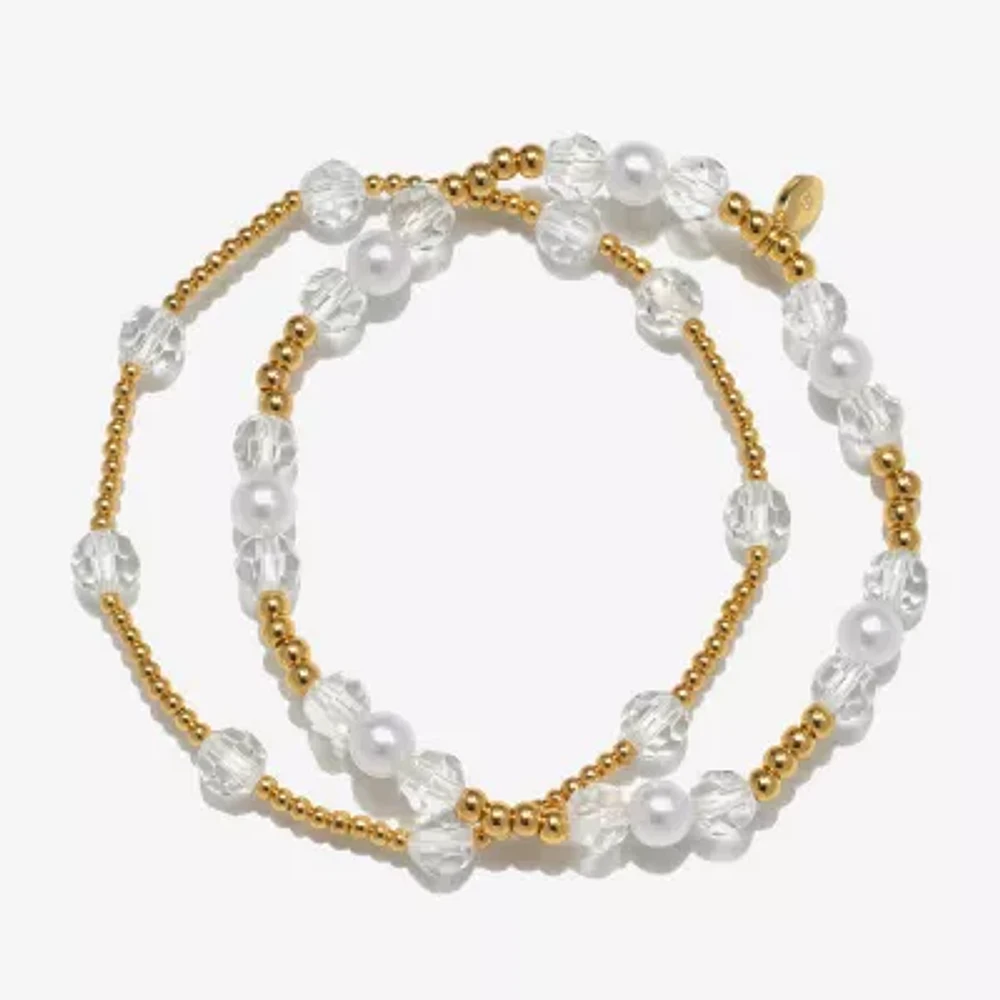 Bijoux Bar Delicates Gold Tone 2-pc. Simulated Pearl Round Stretch Bracelet