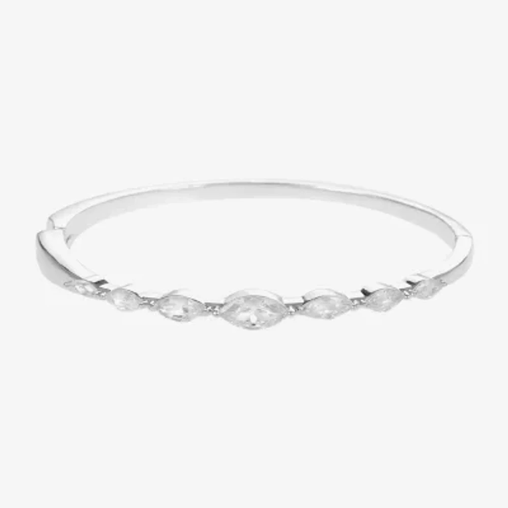 Sparkle Allure Pure Silver Over Brass Bangle Bracelet