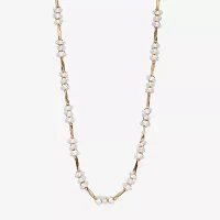 Monet Jewelry Simulated Pearl Inch Cable Collar Necklace