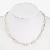 Monet Jewelry Simulated Pearl Inch Cable Collar Necklace