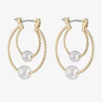 Monet Jewelry Simulated Pearl Hoop Earrings