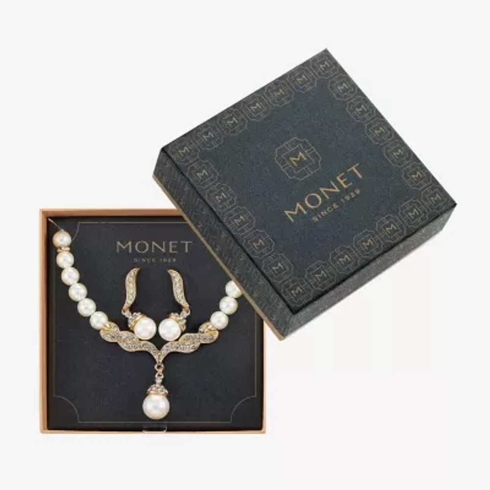 Monet Jewelry Y Necklace And Drop Earring 2-pc. Simulated Pearl Jewelry Set