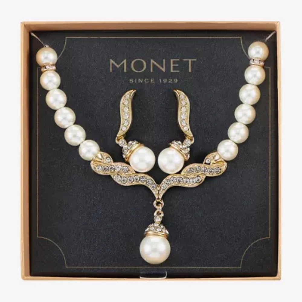 Monet Jewelry Y Necklace And Drop Earring 2-pc. Simulated Pearl Jewelry Set