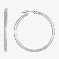 Liz Claiborne® Silver-Tone Textured Hoop Earrings